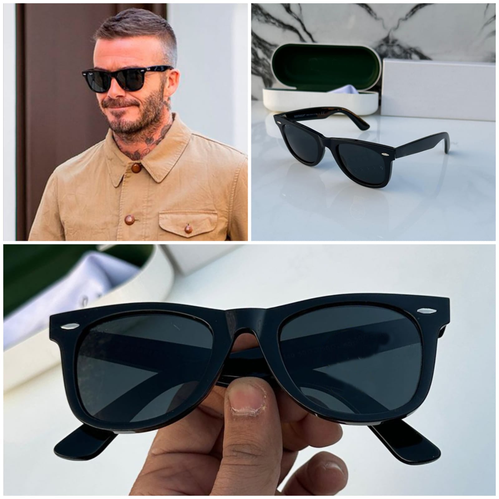 David Beckham Inspired Black Wayfarer Sunglasses – Classic Unisex Shades