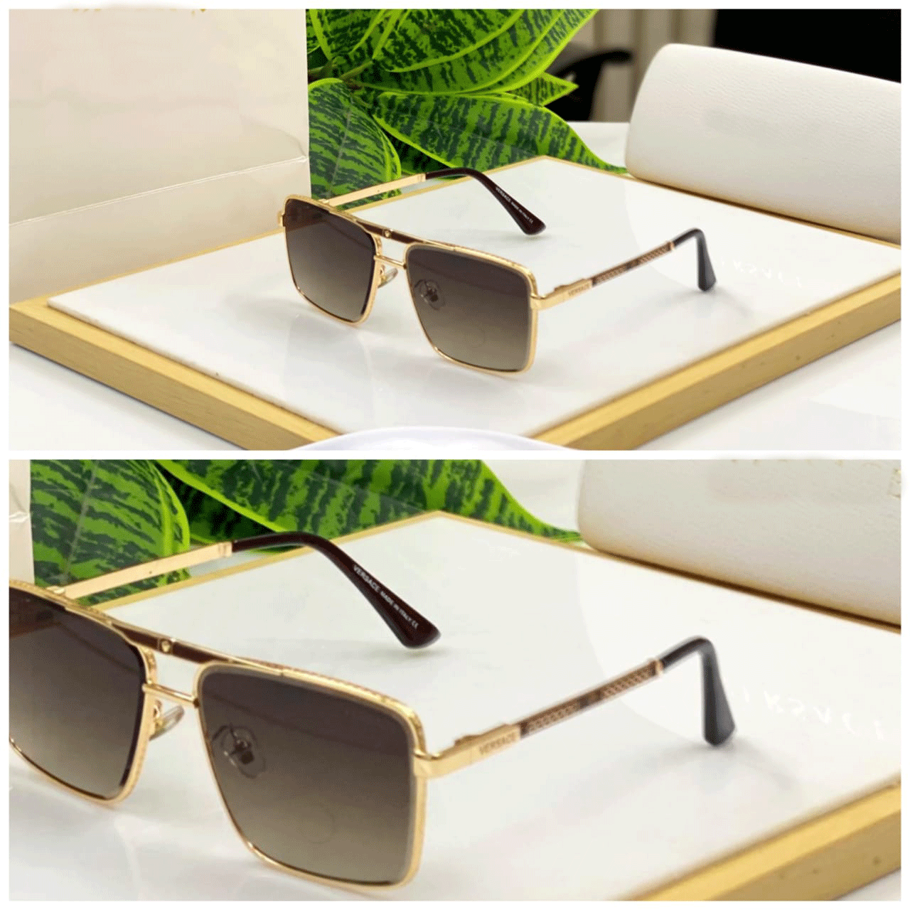 Premium Rectangular Sunglasses Collection – Sleek Black, Luxurious Gol