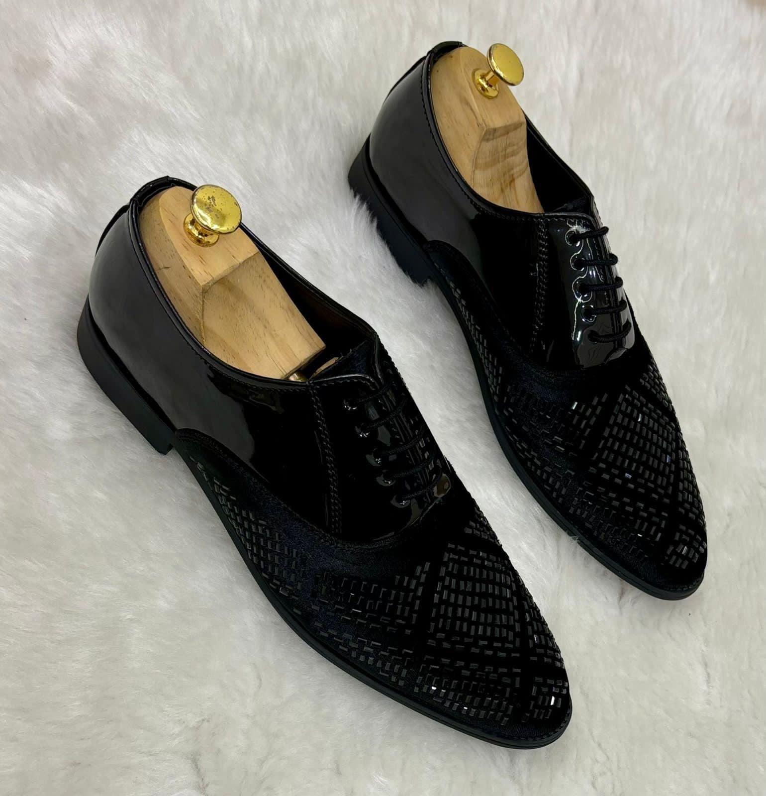 Studded Mirror Work Black Mens Party Wear Premium Quality Formal Shoes - FunkyTradition