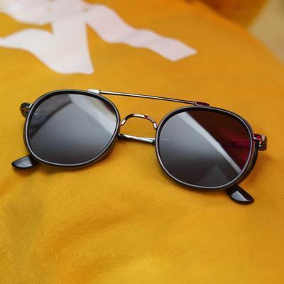 Full Black Metal Frame Unisex Round Sunglasses For Men and Women-FunkyTradition - FunkyTradition