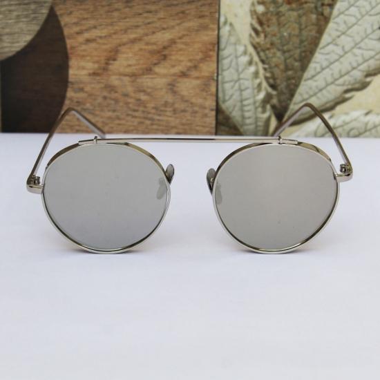 Mafia Round Cap Silver Frame Silver Glass Aviator Sunglasses-FunkyTradition Premium FunkyTradition