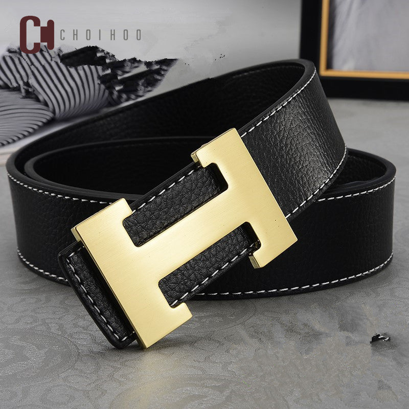 Premium Quality H Buckle Genuine Leather Belt For Men in Color Variant- Funky Tradition Blue