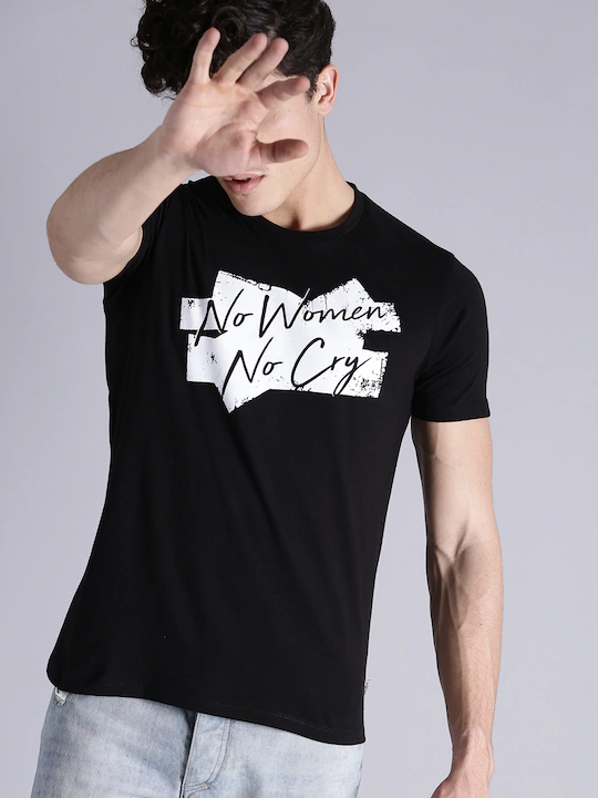 No Women No Cry Round Neck Mens Half Sleeves T-shirt- FunkyTradition