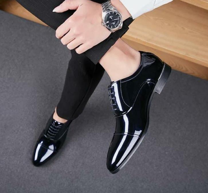 Buy Now Stylish black glossy shoes for party wear and office wear - FunkyTradition