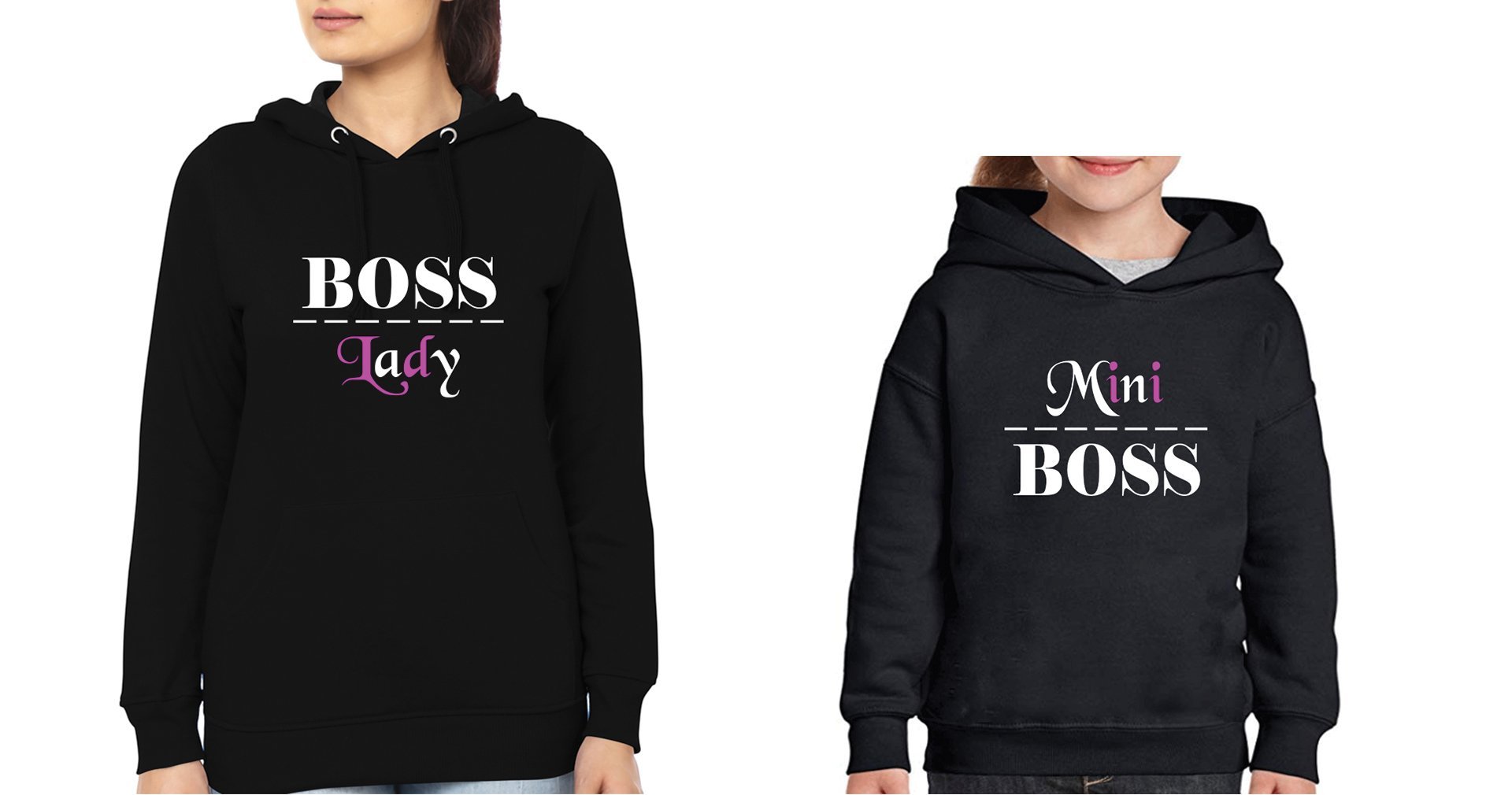 Boss Lady & Mini Boss Mother and Daughter Matching Hoodies- FunkyTradition - Funky Tees Club