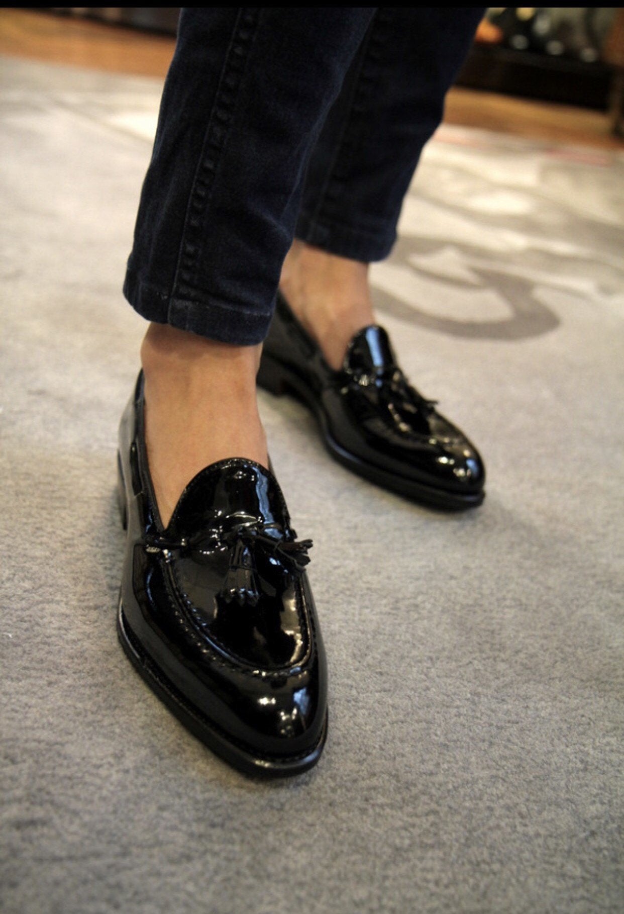 Classic Patent Slipons With Tassels For Men-FunkyTradition - FunkyTradition