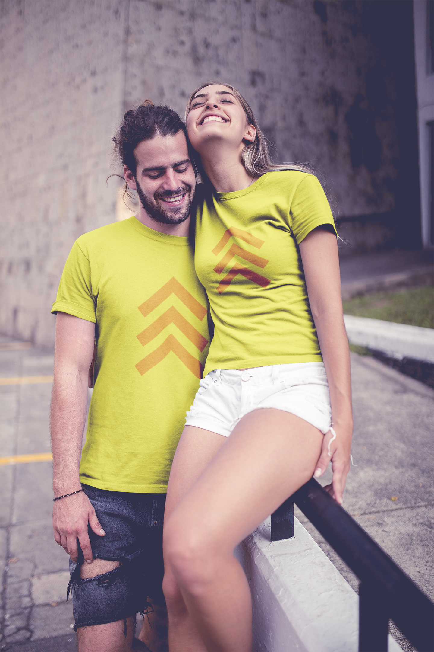 Up Above Couple Half Sleeves T-Shirts -FunkyTradition