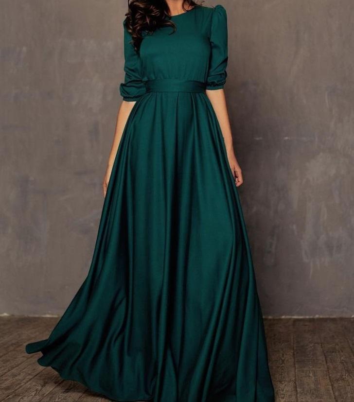 Striking Green Tapeta Silk Floor Length Dress Gown-FunkyTradition