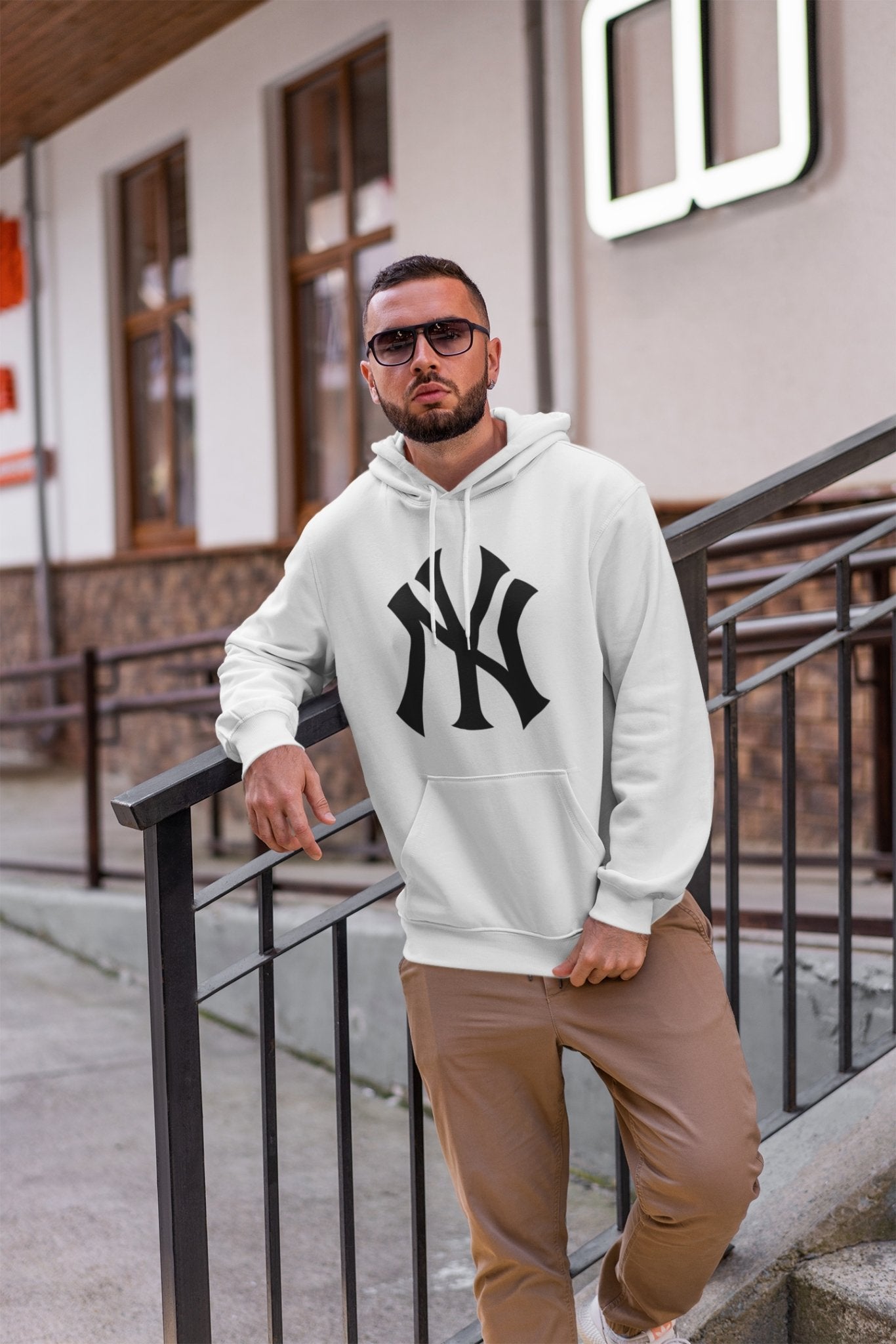 New York Yankees Men Hoodies-FunkyTradition XL / White