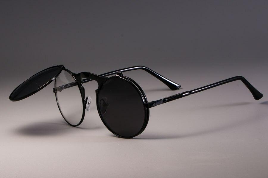 Vintage Round Flip Up Sunglasses For Men And Women-FunkyTradition