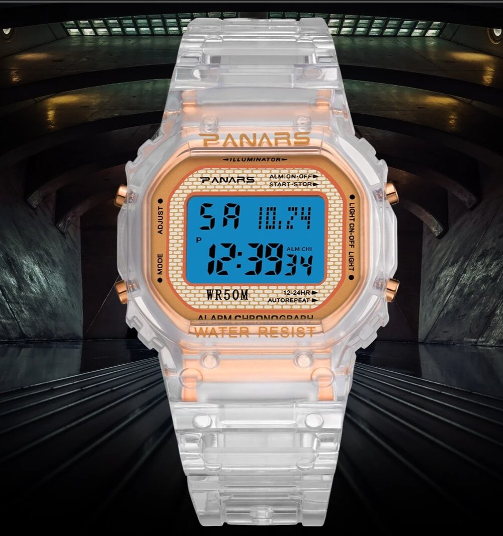 Luxury Transparent Square Sports Watches For Men And Women-FunkyTradition