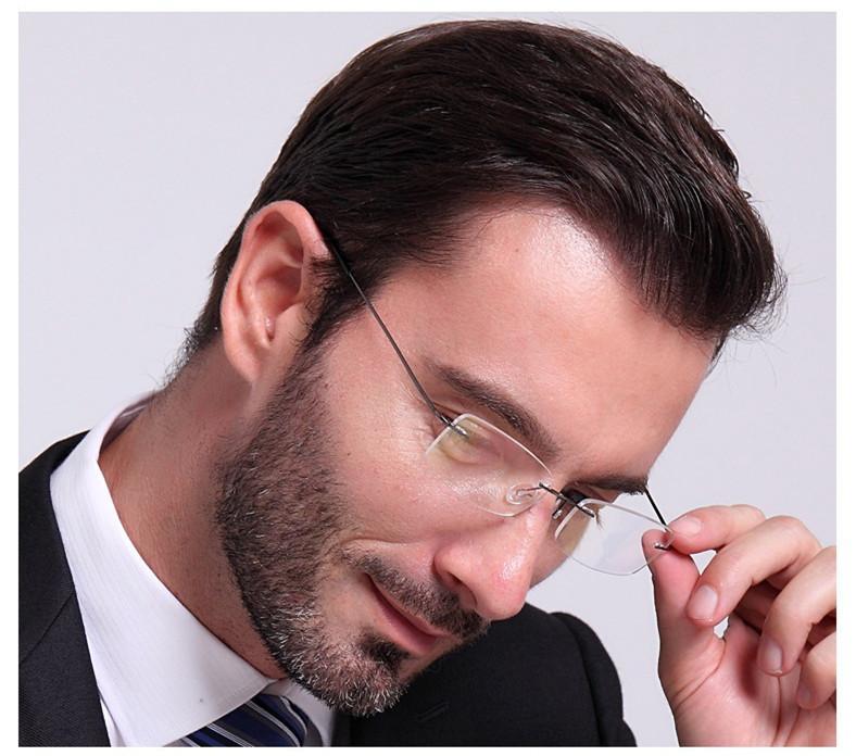 Rimless Titanium Glasses Frames Men Flexible Optical Frame Retro Glasses - FunkyTradition