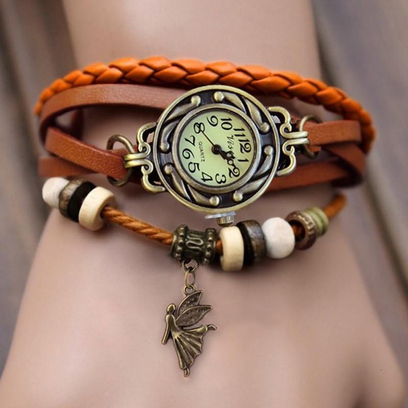 Women Luxury Leather Ladies Wrist Watch With Vintage Bracelet -FunkyTradition