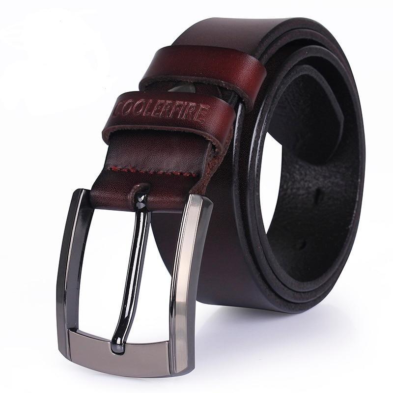 Trendy Sqaure Genuine Leather Needle Buckle Belt For Men-FunkyTradition