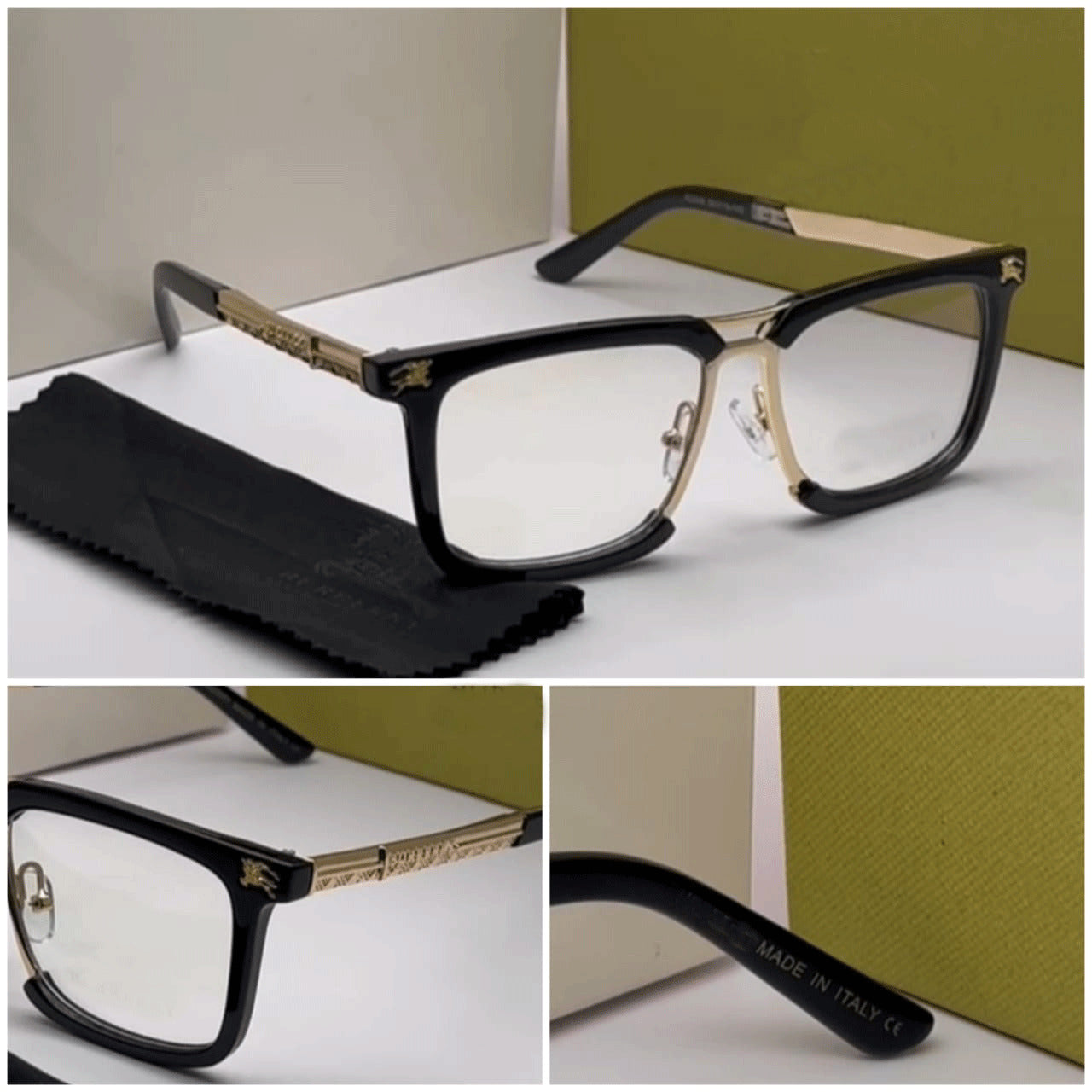 Italian Design Eyeglasses | Black & Gold Accent Frames | Luxury Eyewear