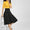 Women Yellow Black Midi Skater Skirt Dress- FunkyTradition