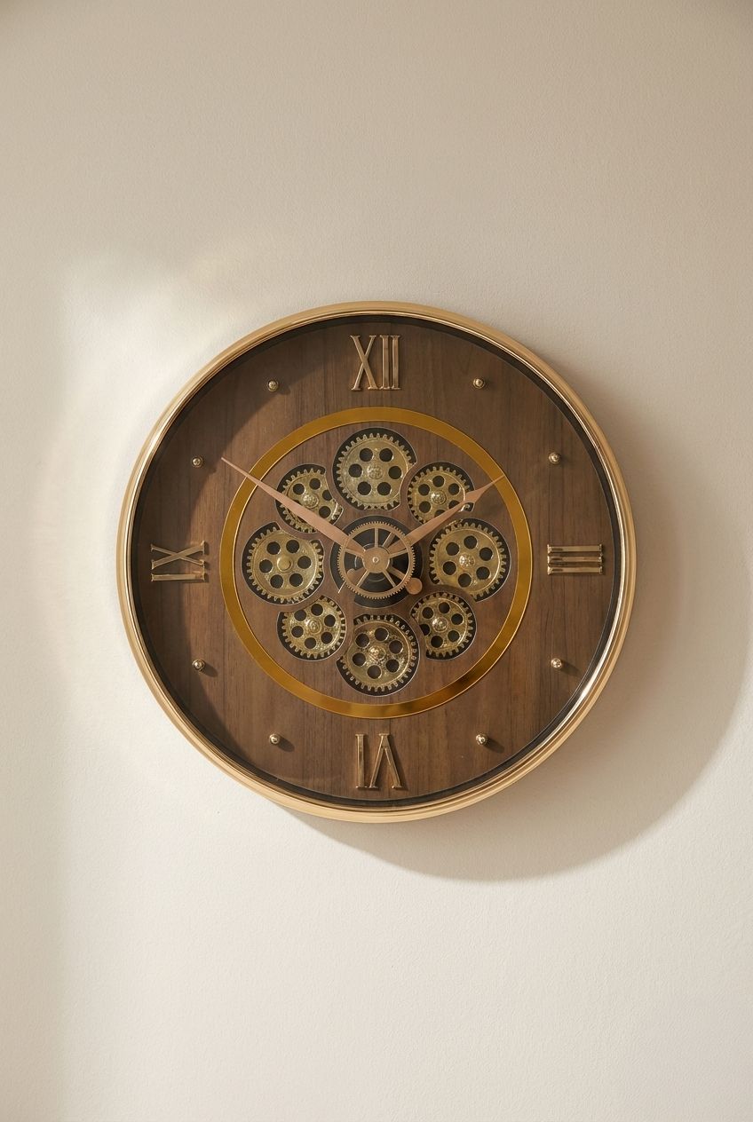 Modern Luxury Skeleton Wall Clock 14 Inch – Silent Quartz Roman Numeral Design