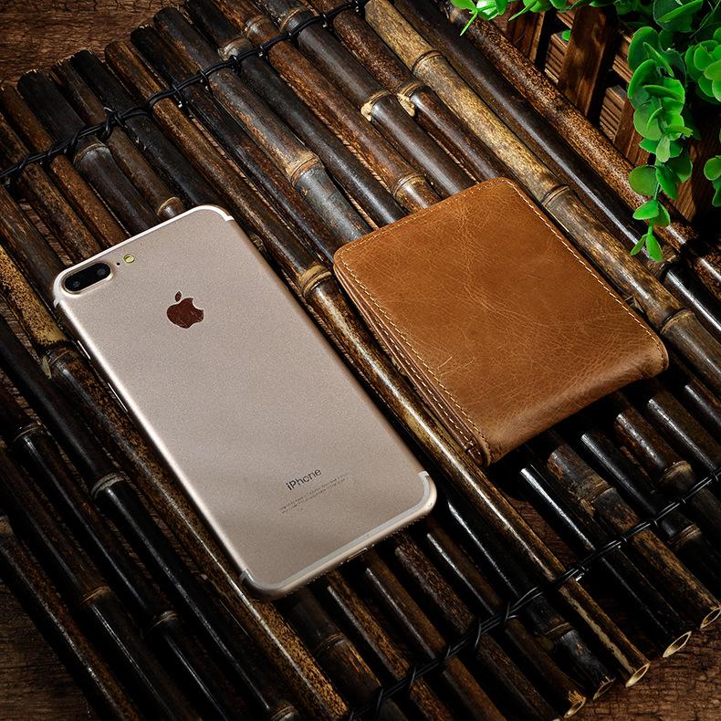 Male Genuine Leather Design Fashion Slim Money Clip With Front Pocket -FunkyTradition