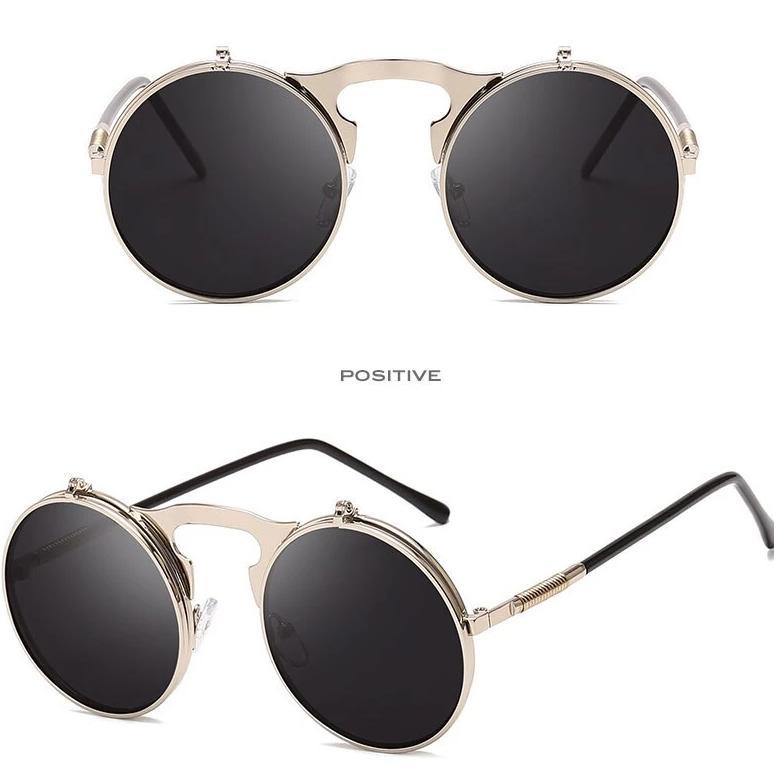 Round Metal Mirror Sunglasses For Men And Women-FunkyTradition
