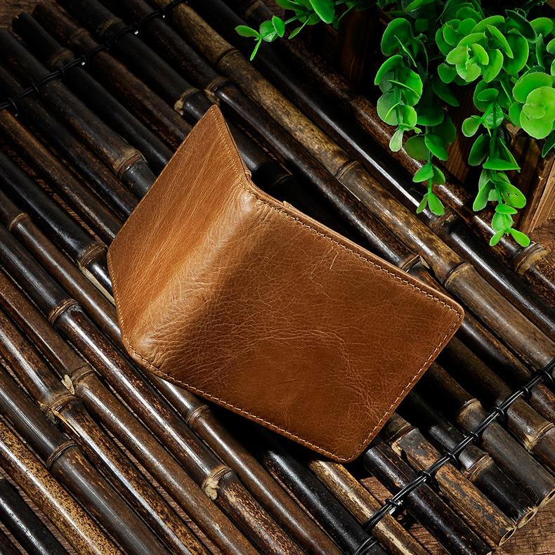Male Genuine Leather Design Fashion Slim Money Clip With Front Pocket -FunkyTradition