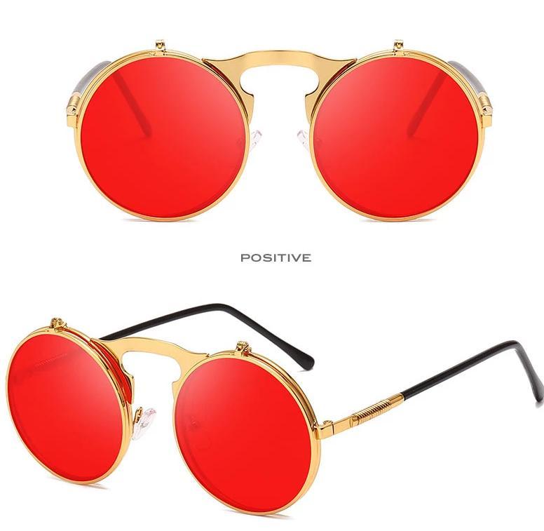Round Metal Mirror Sunglasses For Men And Women-FunkyTradition