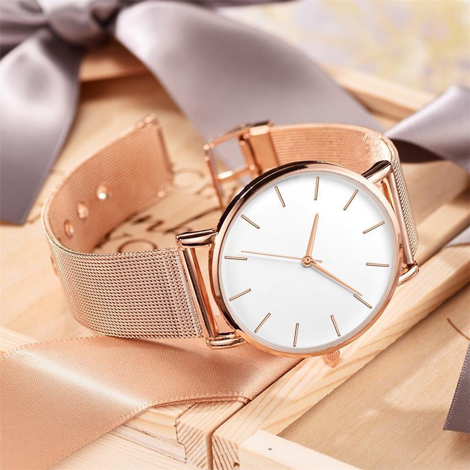 Stylish Unisex Watch Mesh Stainless Steel Bracelet Casual Wrist Watch -FunkyTradition