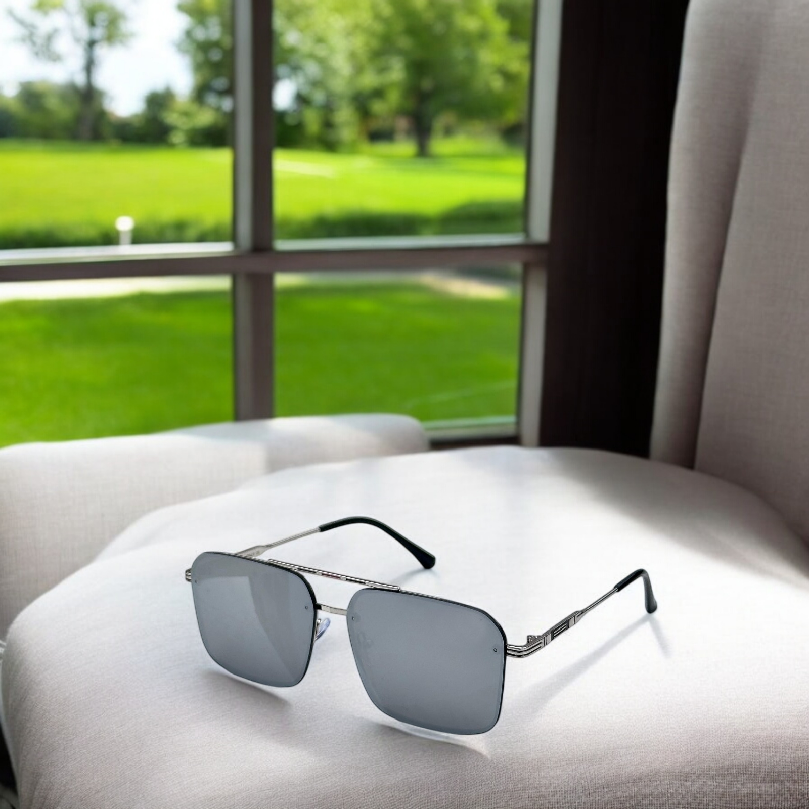 Vintage Metal Frame Rectangle Sunglasses with Gradient Lenses- FunkyTradition