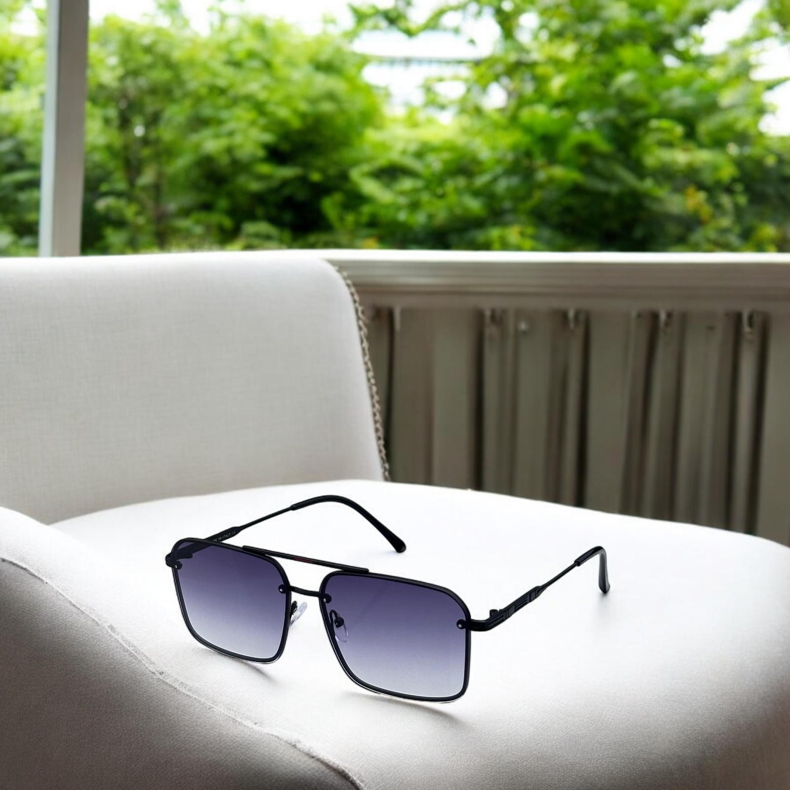 Vintage Metal Frame Rectangle Sunglasses with Gradient Lenses- FunkyTradition