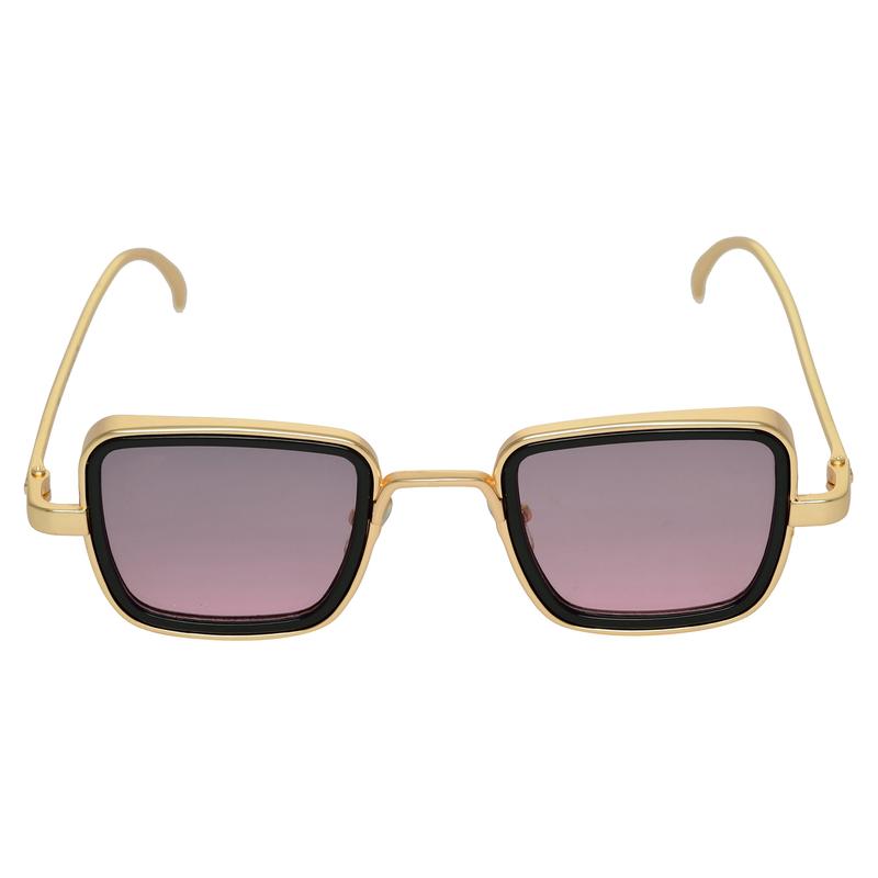 Shaded Pink And Gold Retro Square Sunglasses For Men And Women-FunkyTradition
