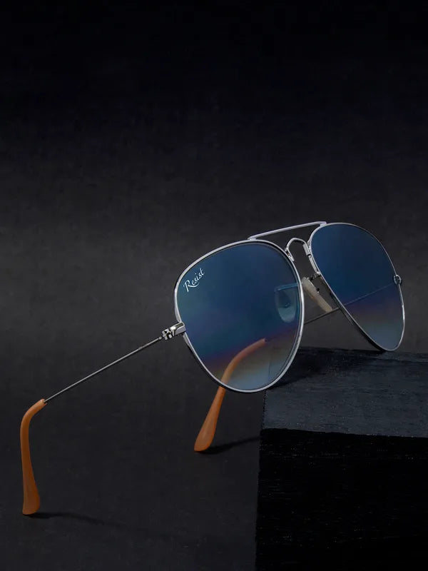 UV Protected Silver Blue Gradient Aviator Sunglasses For Men & Women- FunkyTradition