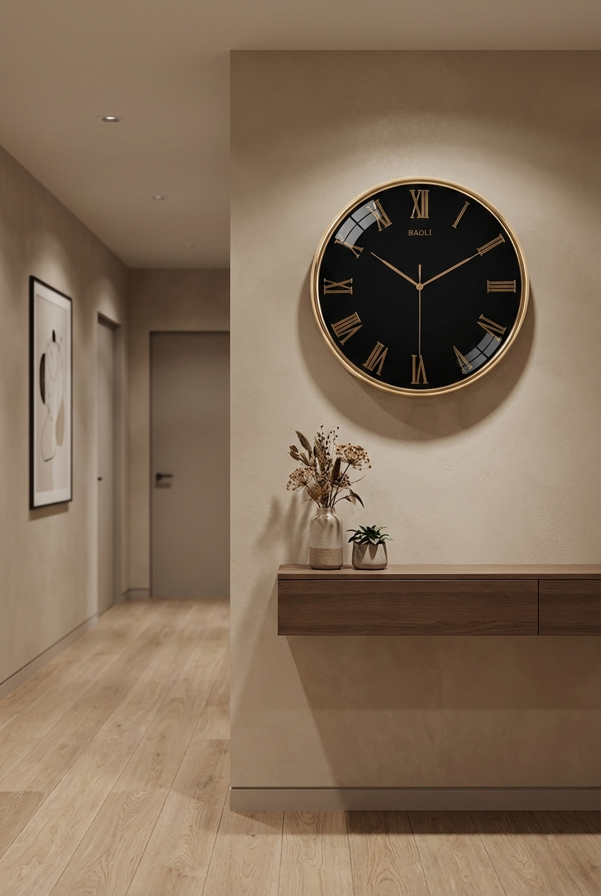 Luxury Gold Wall Clock – 14x14 Inch (Black & White Dial)