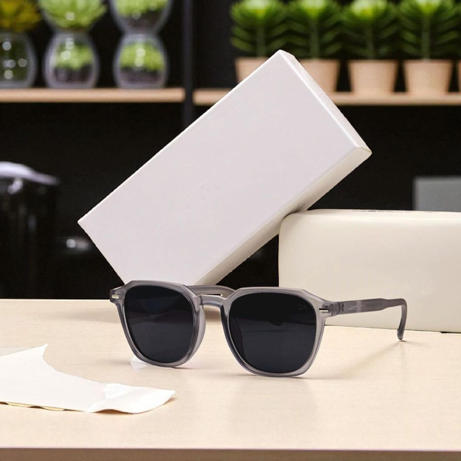 Classic Grey Square Sunglasses – UV400 Protection | Unisex Stylish Eyewear