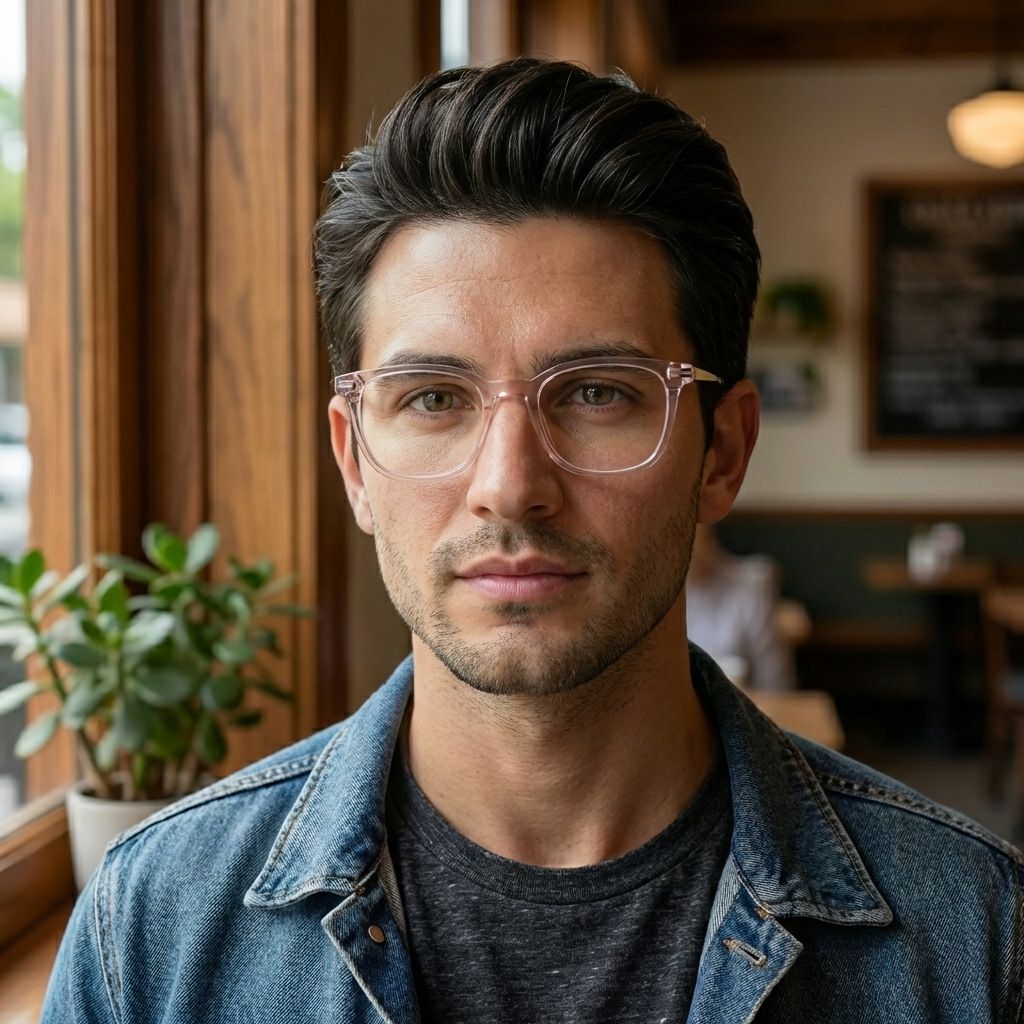 Crystal Blush Pink Transparent Eyeglasses for Men & Women | Lightweight Square Frame with Gold Metal Temples