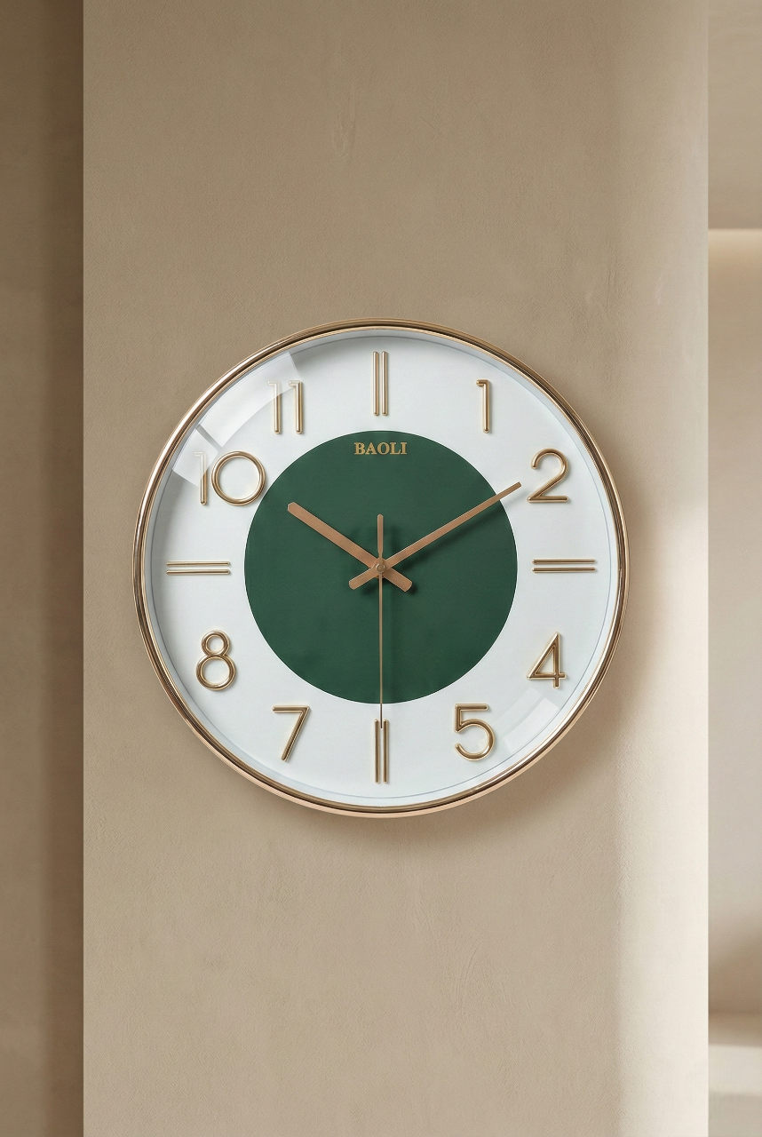 Premium Gold Metal Wall Clock with 3D Numbers | Silent Quartz | 15×15 Inch