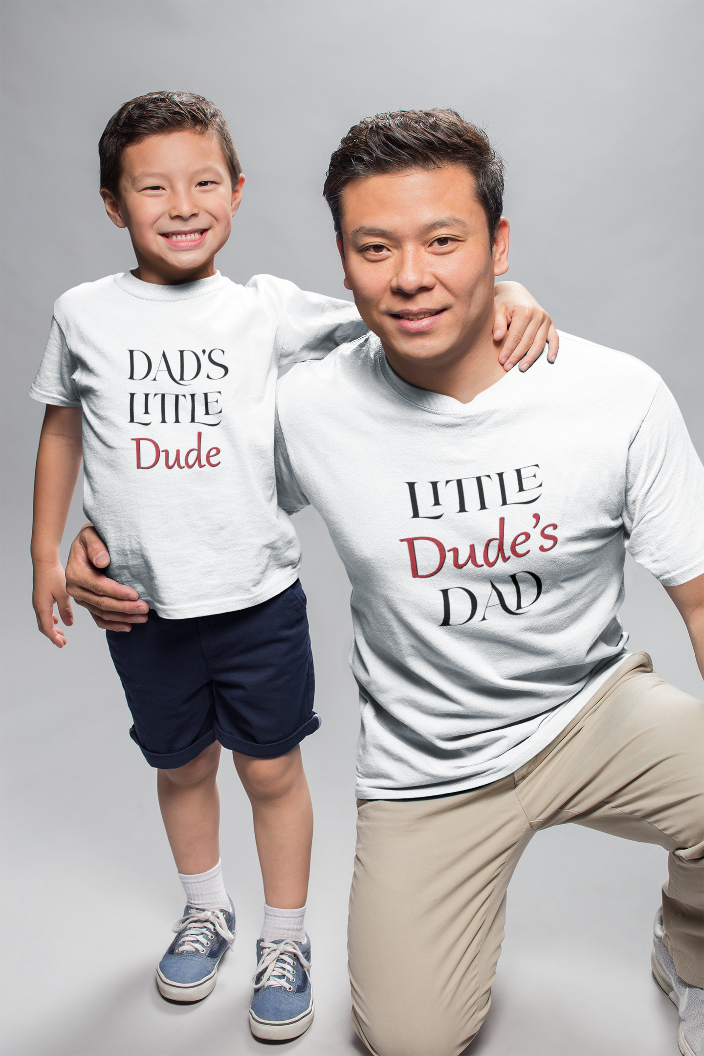 Dads Little Dude Father and Son White Matching T-Shirt- FunkyTradition