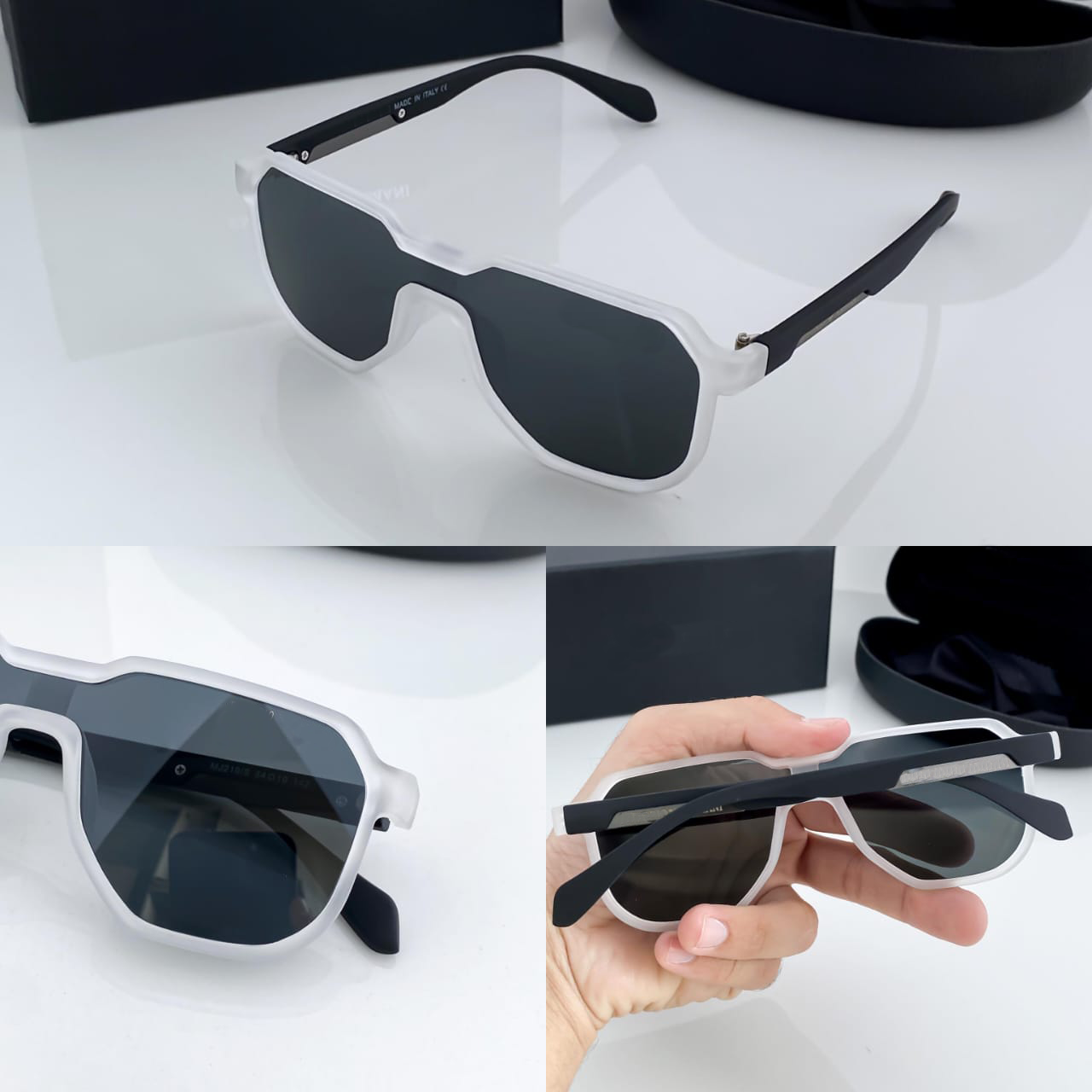 Bold Glacier White Geometric Sunglasses – Unisex Italian Design