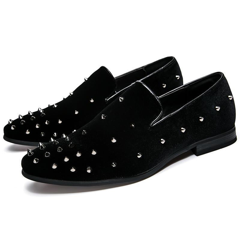 Mens Fashion wedding rivet Leather Moccasins for Men High Quality Slip On Flats Loafers