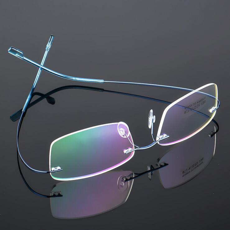 Rimless Titanium Glasses Frames Men Flexible Optical Frame Retro Glasses - FunkyTradition