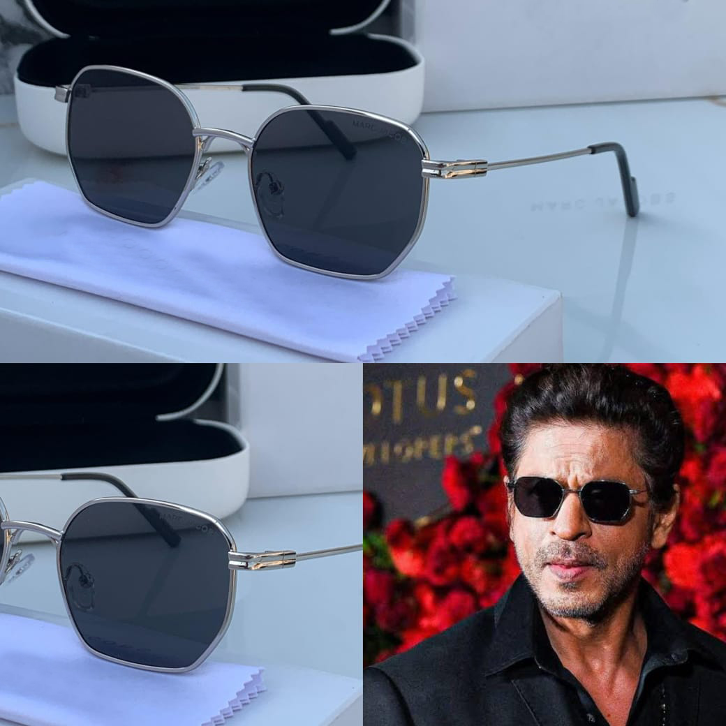 Celebrity Style Geometric Black Lens Sunglasses – Inspired by Shah Rukh Khan