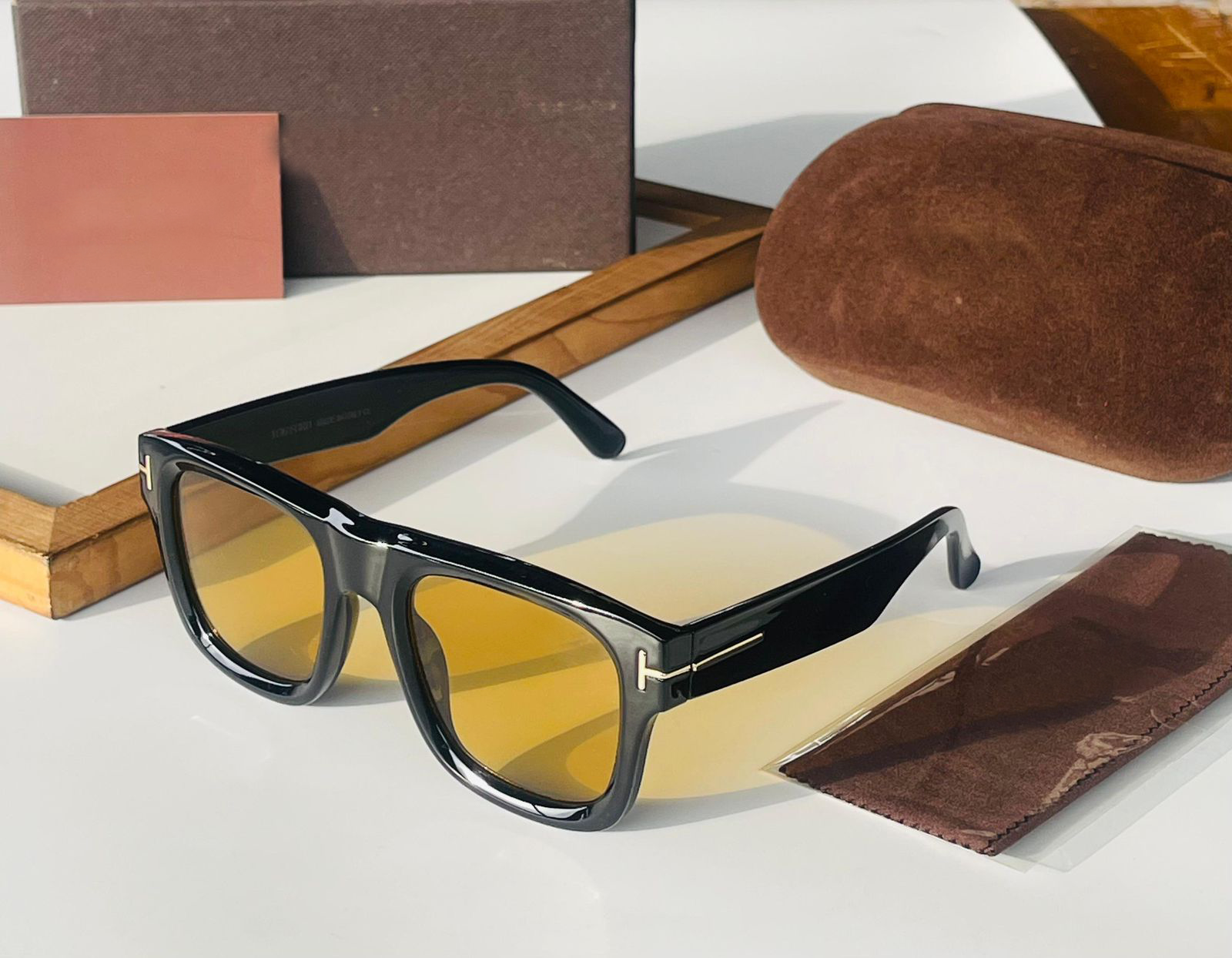 Premium Oversized Square Sunglasses with Gold Detailing In Clear, Yellow and Blue Lens – As Worn by Bobby Deol