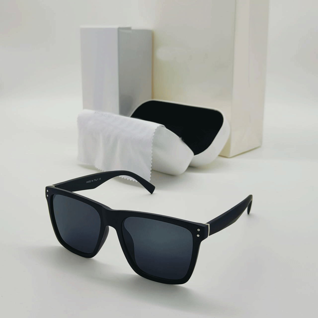 Classic Square Polarized Sunglasses - Matte Black Frame | UV400 Protection