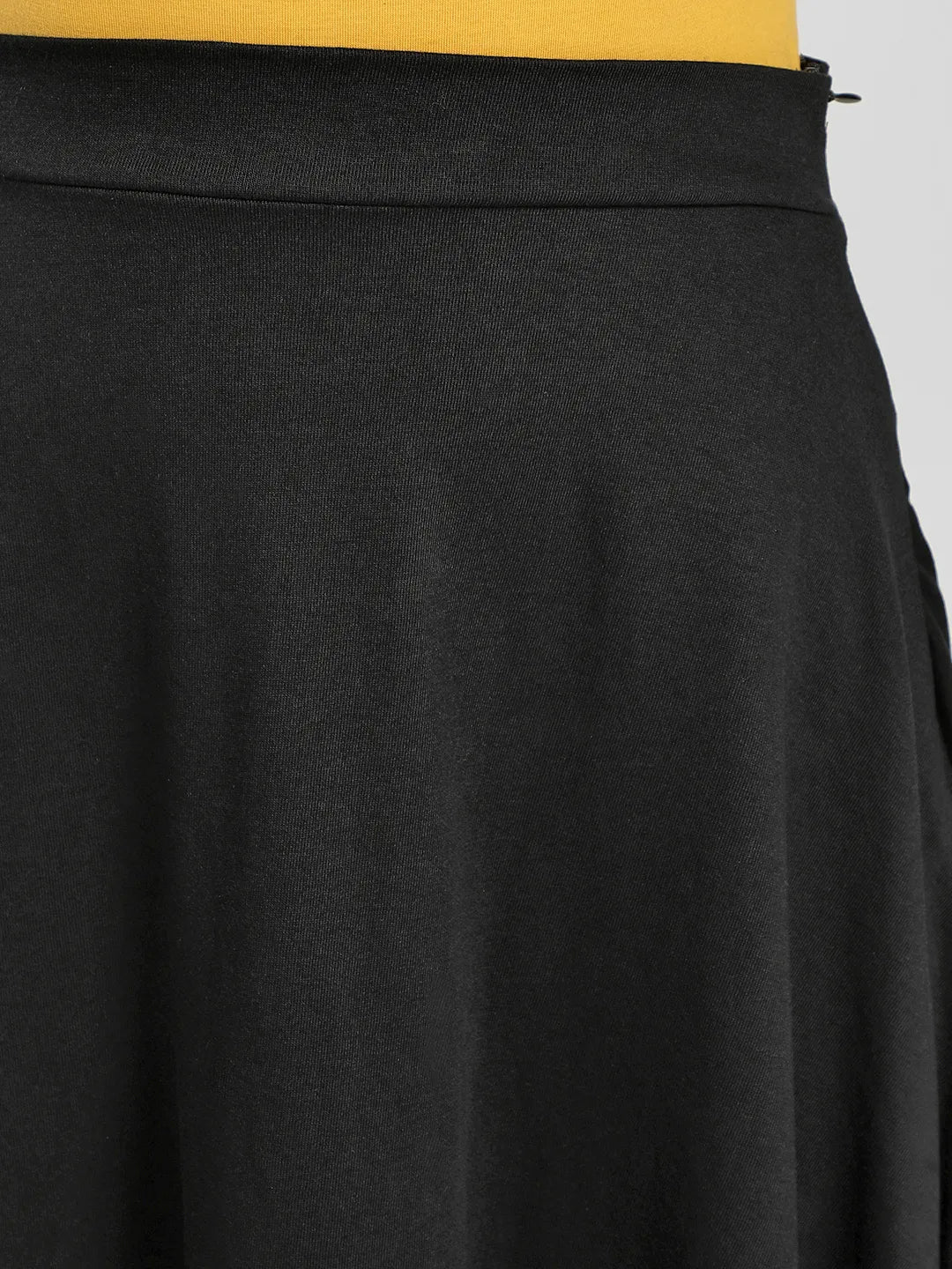 Women Yellow Black Midi Skater Skirt Dress- FunkyTradition