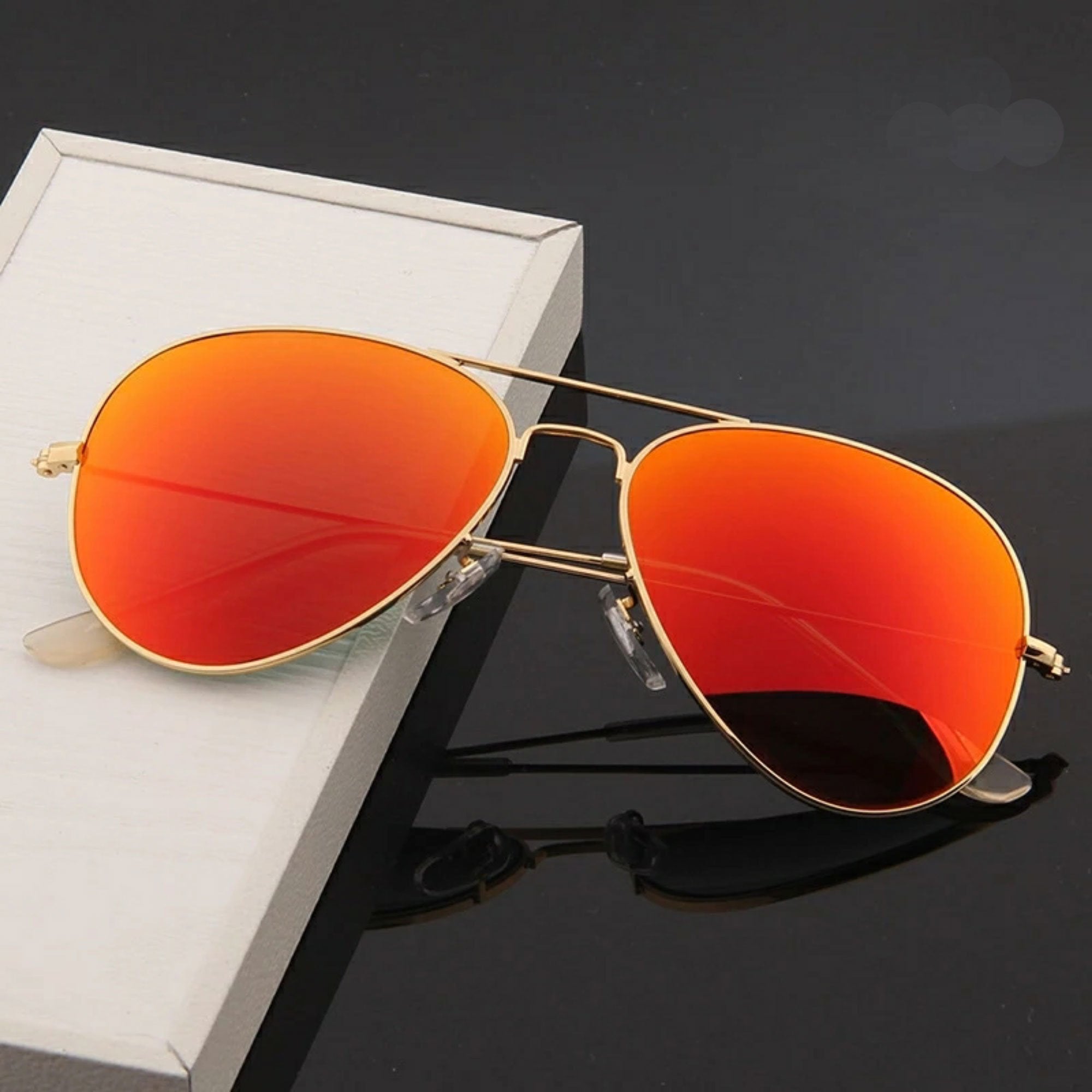 Stylish Gold and Orange Aviator Sunglasses For Men And Women-FunkyTradition