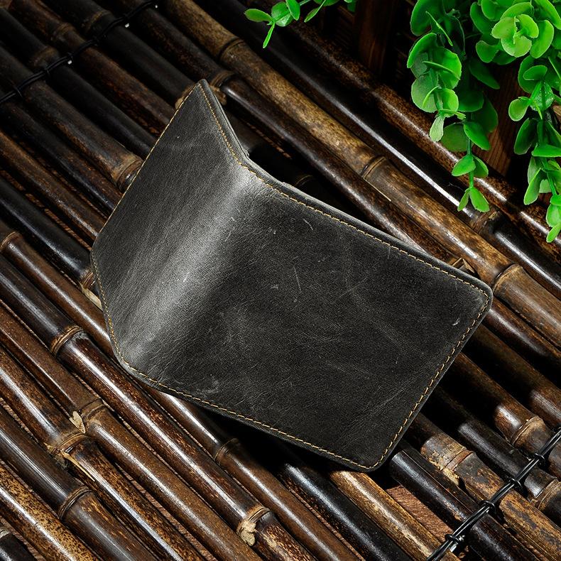 Male Genuine Leather Design Fashion Slim Money Clip With Front Pocket -FunkyTradition