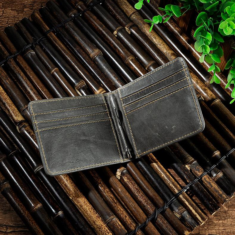 Male Genuine Leather Design Fashion Slim Money Clip With Front Pocket -FunkyTradition