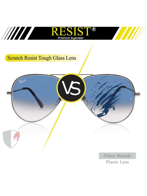 UV Protected Silver Blue Gradient Aviator Sunglasses For Men & Women- FunkyTradition