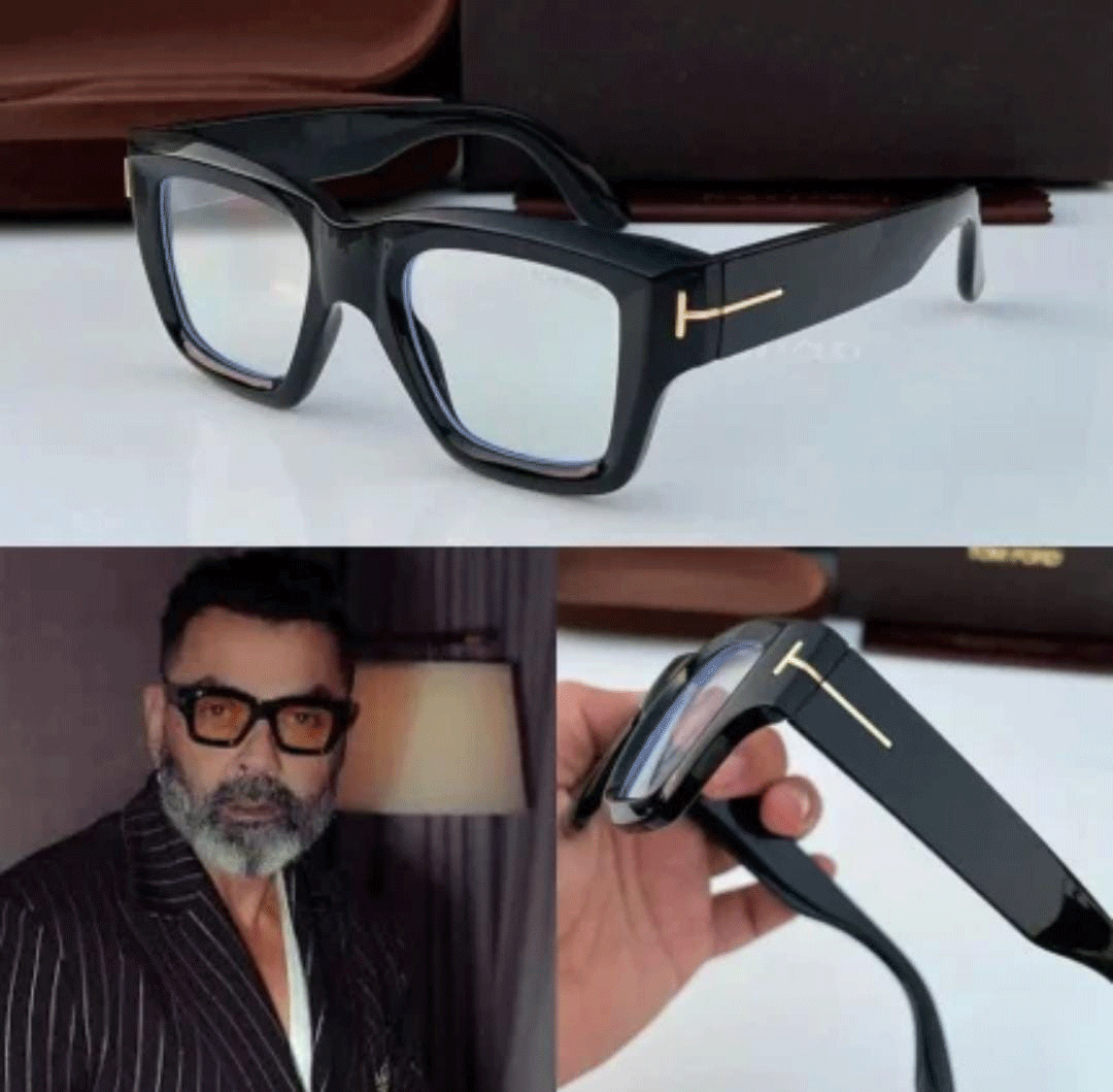 Premium Oversized Square Clear Light Sunglasses with Gold Detailing – As Worn by Bobby Deol