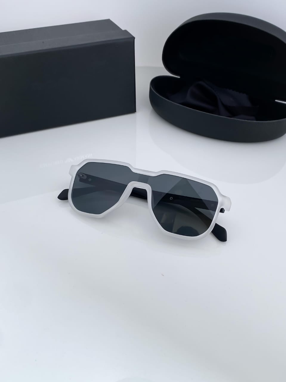 Bold Glacier White Geometric Sunglasses – Unisex Italian Design