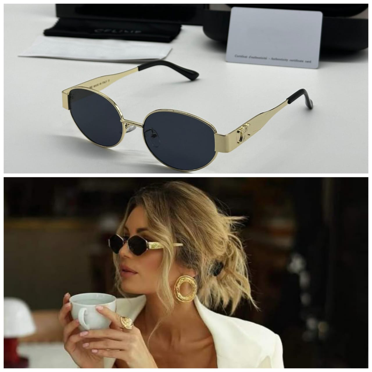 Luxury Gold Frame Oval Sunglasses – UV Protection Trendy Women’s Eyewear