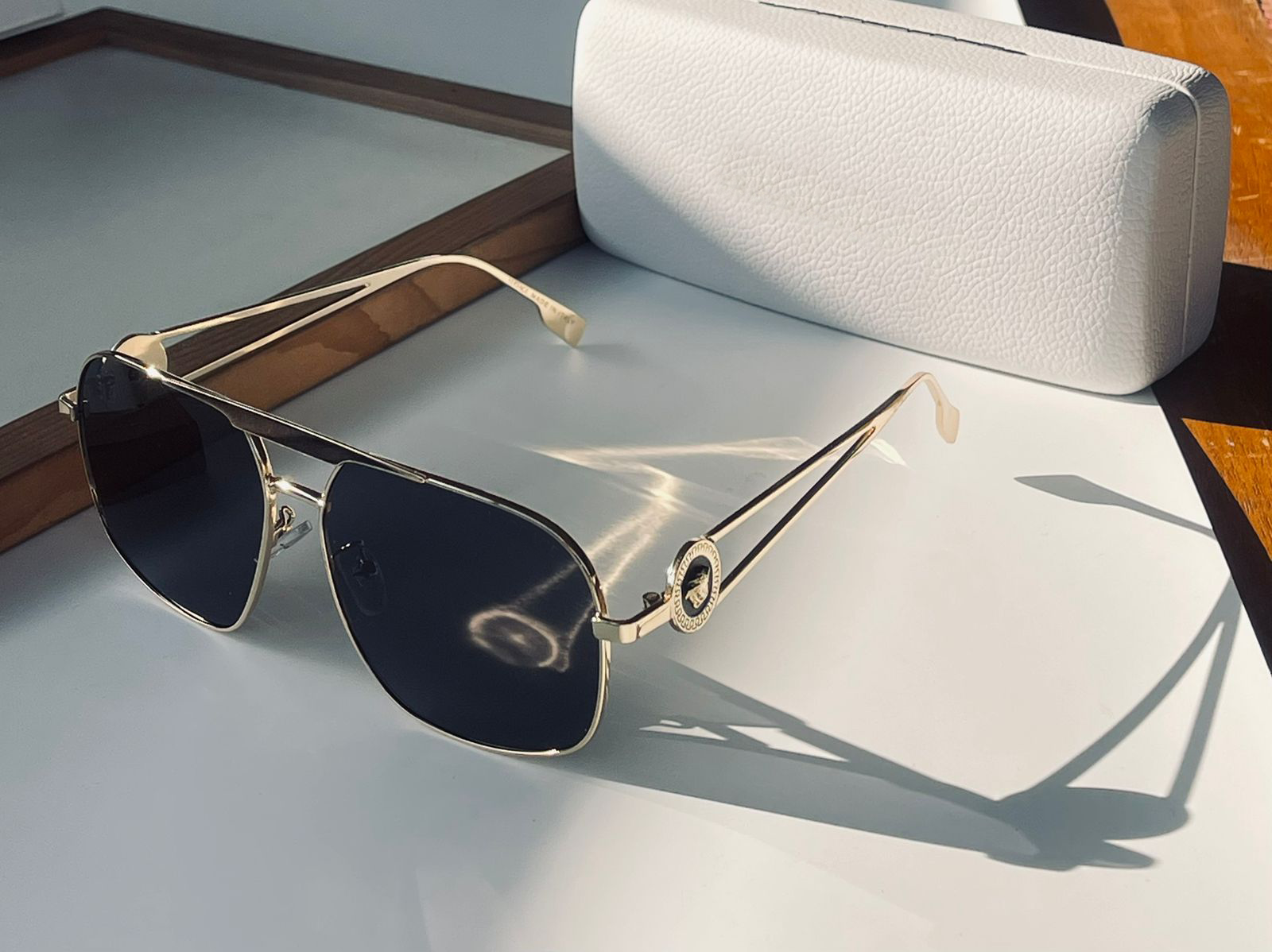 Ranveer Singh-Inspired Luxury Gold Frame Aviator Sunglasses – Black Lens Edition (Unisex)
